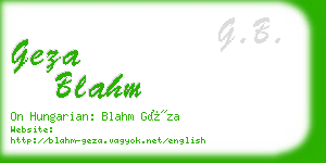 geza blahm business card